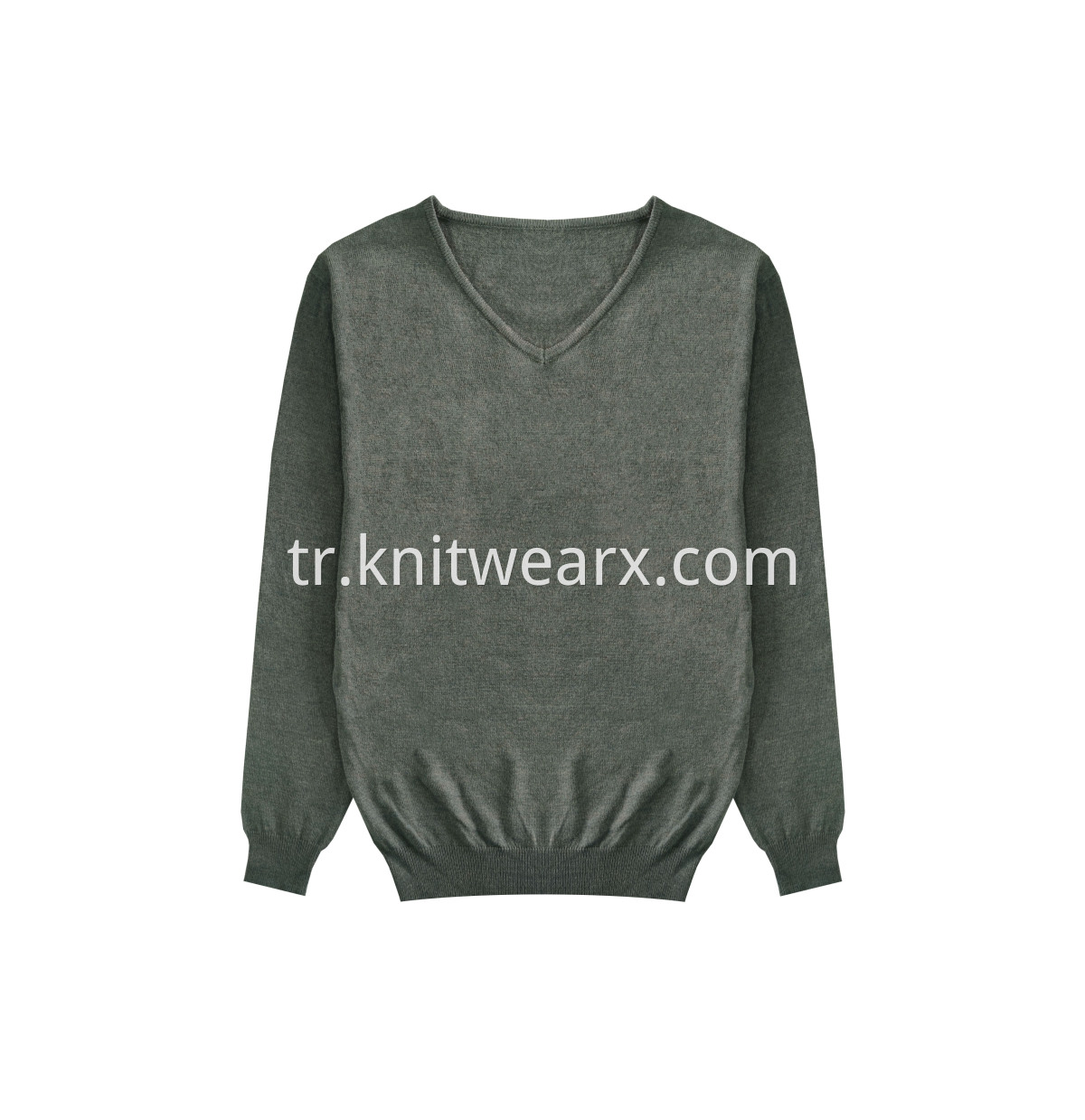 Men's Knitted Easy-care Wool V-neck Pullover